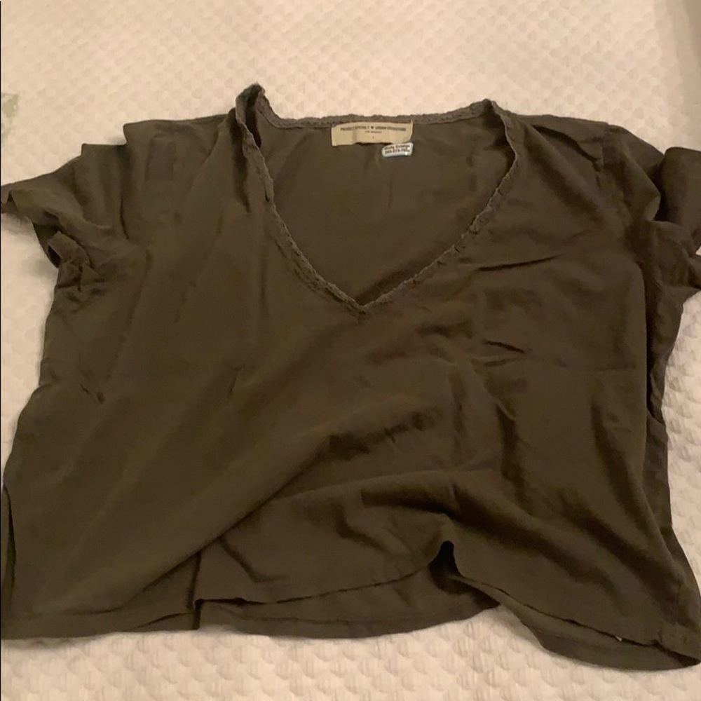 Green v neck crop top